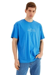 COMEOR Oversize-Shirt Herren T-Shirt Urban Streetwear Blau/Hellblau