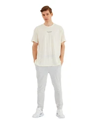 COMEOR Oversize-Shirt Herren T-Shirt Urban Streetwear Beige/Khaki/Weiß
