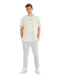 COMEOR Oversize-Shirt Herren T-Shirt Urban Streetwear Beige/Khaki/Weiß