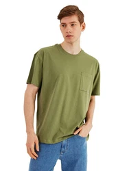 COMEOR Oversize-Shirt Herren T-Shirt Urban Streetwear Dunkelgrün/Grün/Khaki