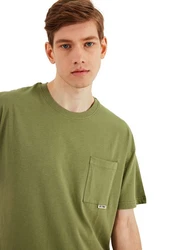 COMEOR Oversize-Shirt Herren T-Shirt Urban Streetwear Dunkelgrün/Grün/Khaki