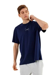 COMEOR Oversize-Shirt Herren T-Shirt Urban Streetwear Dunkelblau/Blau/Hellblau