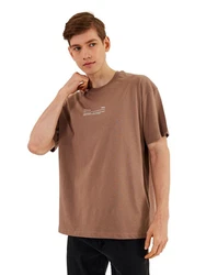 COMEOR Oversize-Shirt Herren T-Shirt Urban Streetwear Braun/Beige