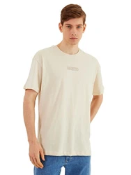 COMEOR Oversize-Shirt Herren T-Shirt Urban Streetwear Khaki/Beige/Weiß/Orange