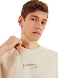 COMEOR Oversize-Shirt Herren T-Shirt Urban Streetwear Khaki/Beige/Weiß/Orange