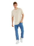 COMEOR Oversize-Shirt Herren T-Shirt Urban Streetwear Khaki/Beige/Weiß/Orange