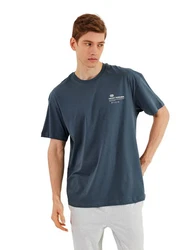 COMEOR Oversize-Shirt Herren T-Shirt Urban Streetwear Blau/Dunkelblau/Grau