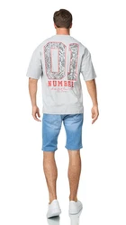 Denim House T-Shirt Oversized Fit mit besonderem Druck (E698) Grau (E1075)