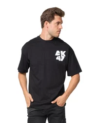 Denim House T-Shirt Oversized Fit mit besonderem Druck (E698) Schwarz (E698)