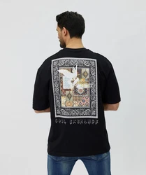 Denim House T-Shirt Lässiges Oversized T-Shirt mit besonderem Digitalprint Schwarz