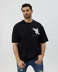 Denim House T-Shirt Lässiges Oversized T-Shirt mit besonderem Digitalprint Schwarz