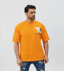 Denim House T-Shirt Lässiges Oversized T-Shirt mit besonderem Digitalprint Orange