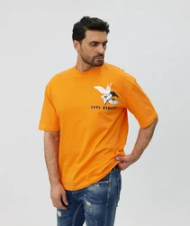 Denim House T-Shirt Lässiges Oversized T-Shirt mit besonderem Digitalprint Orange
