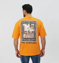 Denim House T-Shirt Lässiges Oversized T-Shirt mit besonderem Digitalprint Orange
