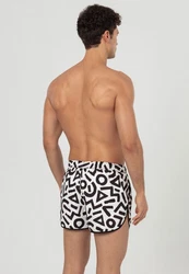 Just Like You Badeshorts Creme/Schwarz/Weiß/Orange