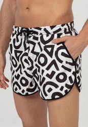 Just Like You Badeshorts Creme/Schwarz/Weiß/Orange