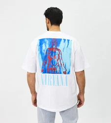 Denim House T-Shirt Oversized mit ausgefallenem Druck Loose Fit Weiß