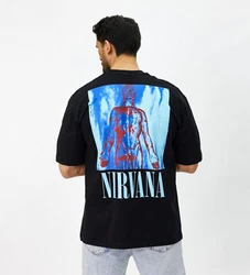 Denim House T-Shirt Oversized mit ausgefallenem Druck Loose Fit Schwarz