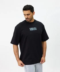 Denim House T-Shirt Oversized mit ausgefallenem Druck Loose Fit Schwarz