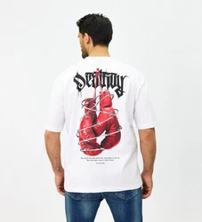 Denim House T-Shirt Oversized mit Rückenprint Weiß