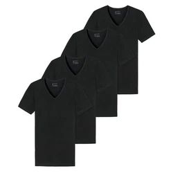 Schiesser T-Shirt V-Ausschnitt Schwarz/Dunkelblau/Grau