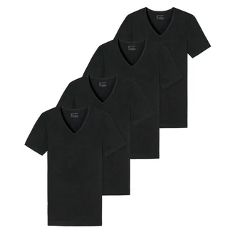 Schiesser T-Shirt V-Ausschnitt Schwarz/Dunkelblau/Grau