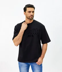 Denim House T-Shirt Lässiges T-Shirt in Oversized Look mit feinem Print Schwarz