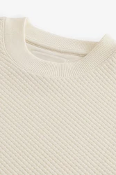 Next Sweatshirt Strukturiertes Premium-Sweatshirt mit Rundhals Khaki/Beige/Weiß