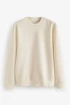 Next Sweatshirt Strukturiertes Premium-Sweatshirt mit Rundhals Khaki/Beige/Weiß
