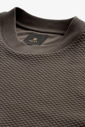 Next Sweatshirt Strukturiertes Premium-Sweatshirt mit Rundhals Khaki/Dunkelgrün/Grau