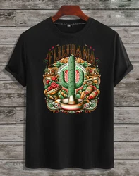 RMK T-Shirt Herren Basic Rundhals mit Mexico Tijuana Print Grün/Schwarz/Gelb
