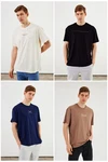 COMEOR Oversize-Shirt Herren T-Shirt Urban Streetwear Beige/Braun/Mischfarben/Türkis/Hellblau