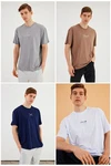 COMEOR Oversize-Shirt Herren T-Shirt Urban Streetwear Braun/Beige