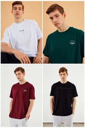COMEOR Oversize-Shirt Herren T-Shirt Urban Streetwear Dunkelrot/Mischfarben/Bordeaux/Braun/Grün