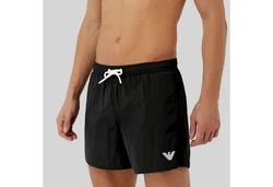 Emporio Armani Badeshorts Mid Boxer Beachwear Schwarz/Dunkelgrün