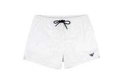 Emporio Armani Badeshorts Mid Boxer Beachwear Weiß/Creme/Dunkelblau