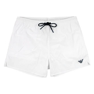 Emporio Armani Badeshorts Mid Boxer Beachwear Weiß/Creme/Dunkelblau