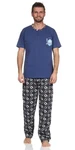 EloModa Pyjama Herren Schlafanzug  Blau/Hellblau/Dunkelblau/Lila