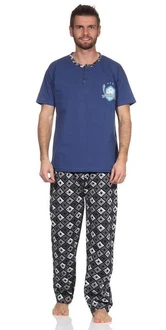 EloModa Pyjama Herren Schlafanzug  Blau/Hellblau/Dunkelblau/Lila