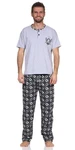 EloModa Pyjama Herren Schlafanzug  Grau/Silber/Hellgrau/Hellblau
