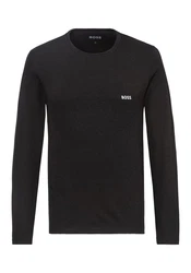 BOSS Langarmshirt R-Neck Classic 3-tlg (Logo-Schriftzug) Schwarz/Dunkelblau
