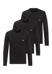 BOSS Langarmshirt R-Neck Classic 3-tlg (Logo-Schriftzug) Schwarz/Dunkelblau