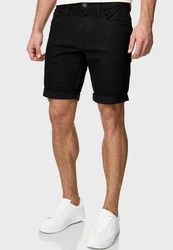 Indicode Herren Caden Jeans Shorts mit 5 Taschen Schwarz