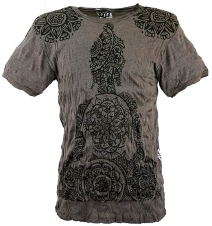 Guru-Shop T-Shirt Sure Herren T-Shirt Mandala Buddha taupe