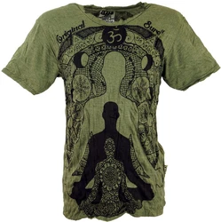 Guru-Shop T-Shirt Sure Herren T-Shirt Meditation Buddha oliv