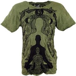 Guru-Shop T-Shirt Sure Herren T-Shirt Meditation Buddha oliv