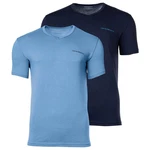 Emporio Armani Herren T-Shirt 2er Pack CORE LOGOBAND V-Neck Marine/Hellblau