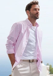 John Devin Langarmhemd Regular Fit mit Button-down-Kragen Rosa/Fliederfarben/Lila