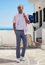 John Devin Kurzarmhemd Regular Fit Button-down-Kragen Rosa