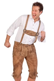 Trachtenlederhose Kniebundlederhose - NEPOMUK - hasel